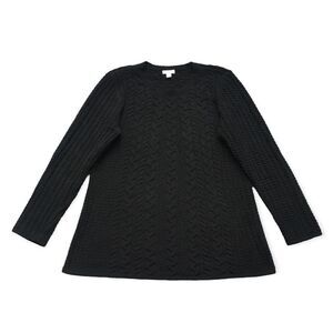 🔃J. Jill Black Cable Knit Chenille Long Sleeve Sweater